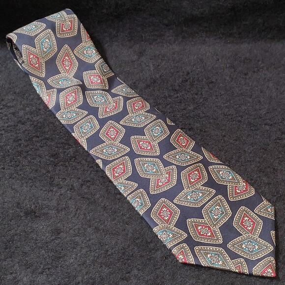 Tie Tree California Royal Blue / Cream Men's 100% Silk Neck Tie - Picture 1 of 3